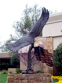 Bronze Eagle with American Flag Sculptures